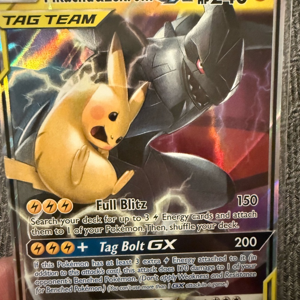 Pokemon Pikachu & Zekrom GX Tag Team Card - Yellow and Black